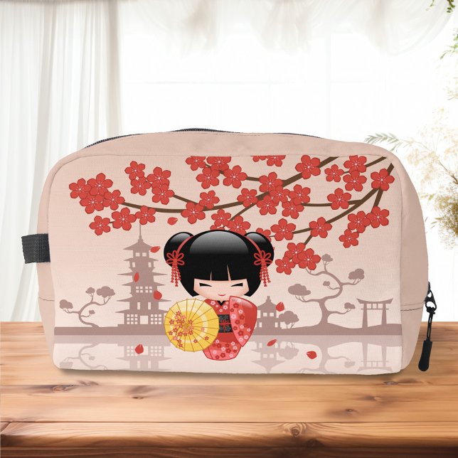 Trousse De Toilette Poupée rouge Sakura Kokeshi - Geisha japonais (Créateur téléchargé)