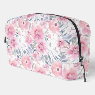 Trousse De Toilette Pretty Pink Watercolor Flowers Print Cut Sew Bag