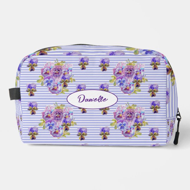 Trousse De Toilette Purple Pansy Flower floral Shabby Watercolor Girls (Recto)