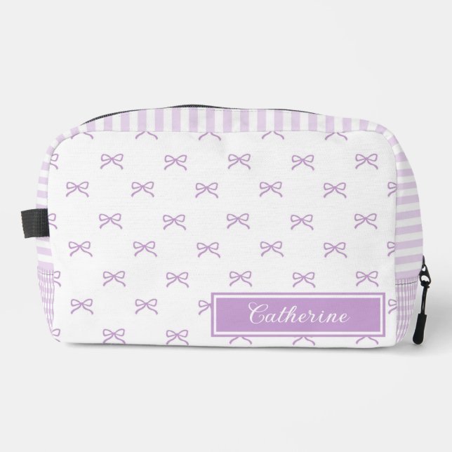 Trousse De Toilette Purple Stripe Bow Pattern Coquette Cosmetic (Recto)