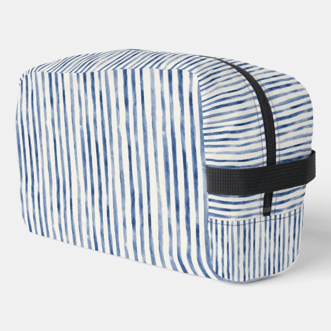 Trousse De Toilette Rayures Blanches Bleu de Plage (Coin gauche)