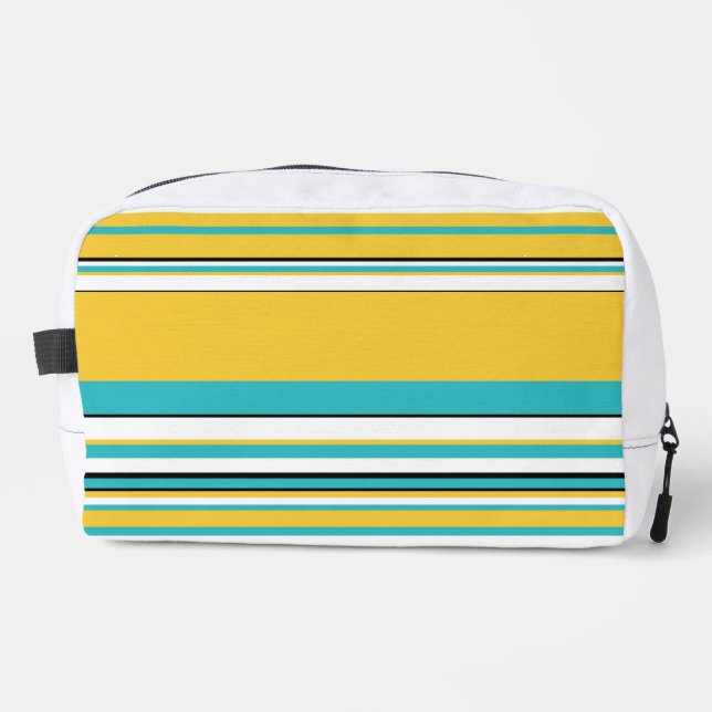 Trousse De Toilette Rayures complexes - Turquoise et Jaune (Recto)