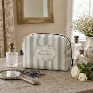 Trousse De Toilette Rayures de campagne française sauge apaisée Rust