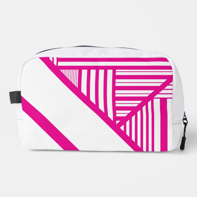 Trousse De Toilette Rayures de triangles en magenta et blanc (Recto)