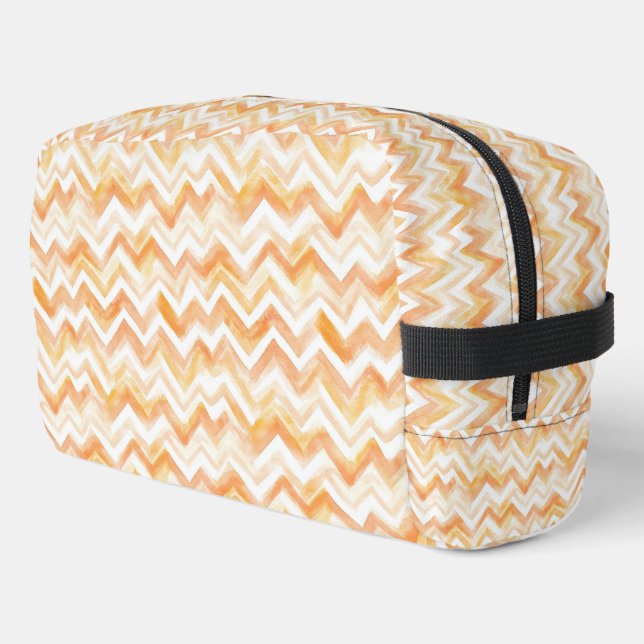 Trousse De Toilette Rayures en zigzag blanches et orange pêche (Coin gauche)