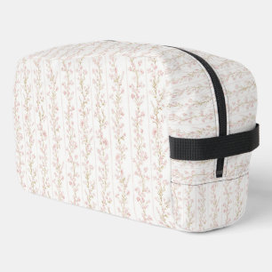 Trousse De Toilette Rayures Florales Rose Blanc