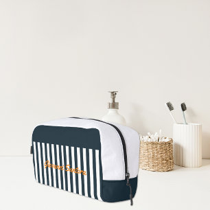 Trousse De Toilette Rayures Navy   Monogramme du gentleman moderne