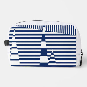 Trousse De Toilette Rayures sur rayures en bleu et blanc