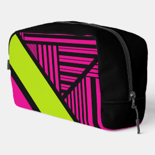 Trousse De Toilette Rayures triangulaires en vert citron, rose vif et