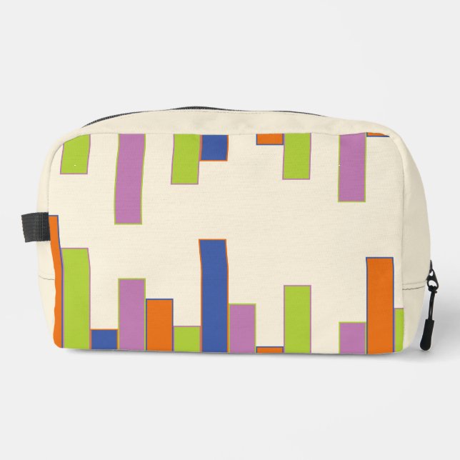 Trousse De Toilette Rectangles bleus, orange, violets, verts et crème (Recto)