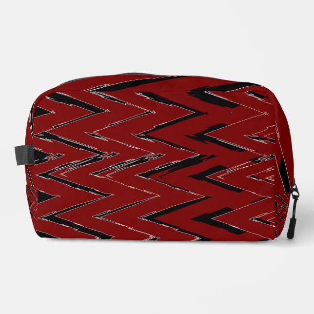 Trousse De Toilette Red, Black & White Zigzag – Bold & Artistic  (Recto)