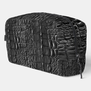 Trousse De Toilette Reptile Alligator noir Crocodile Écailles Regarder