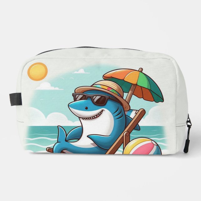 Trousse De Toilette Requin caricatural à la plage (Recto)