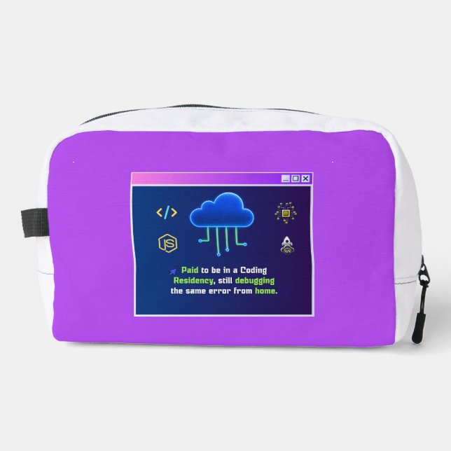 Trousse De Toilette Résidence de codage drôle, Hacker néon rétro synth (Recto)