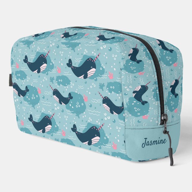 Trousse De Toilette Retour À L'École - Cute Narwhal Personnalisé (Coin droit)