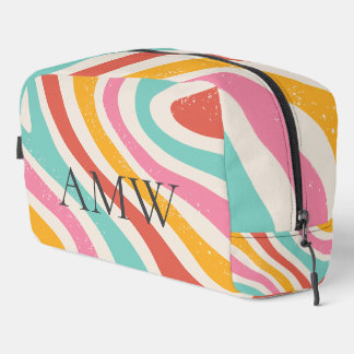 Trousse De Toilette Retro Monogram Colorful Wavy Stripes Zipper Pouch