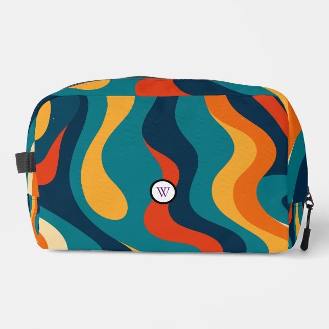 Trousse De Toilette Retro Wavy Pattern Modern Abstract Make Up Bag (Recto)