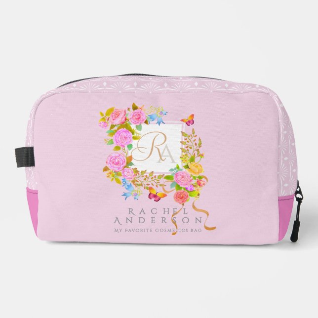 Trousse De Toilette Romantic Jardin florissant Monogramme rose (Recto)