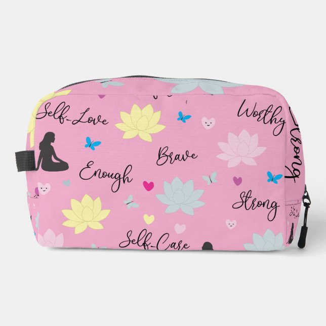 Trousse de toilette rose design santé mentale (Recto)