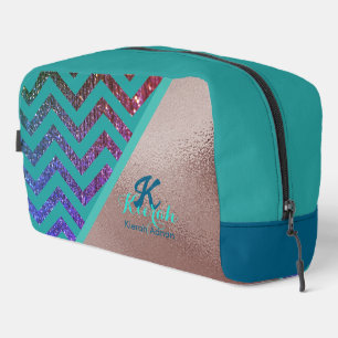 Trousse De Toilette Rose Gold Pailleté Chevron Sarcelle Turquoise Cade