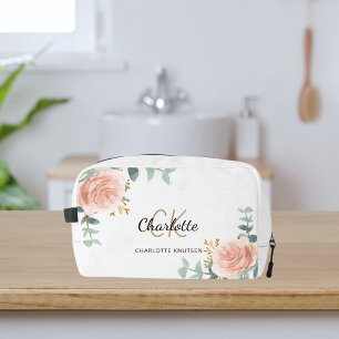 Trousse De Toilette Rose or fleurie nom de végétation monogramme