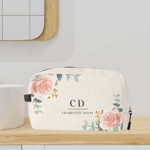 Trousse De Toilette Rose or fleurie nom de végétation monogramme