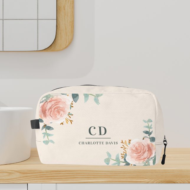 Trousse De Toilette Rose or fleurie nom de végétation monogramme (Créateur téléchargé)
