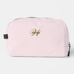 Trousse De Toilette Rose Pâle Doré Élégant Monogramme Féminin