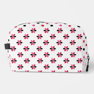 TROUSSE DE TOILETTE ROSE ROUGE NOIR MODÈLE FLORAL ET POIS