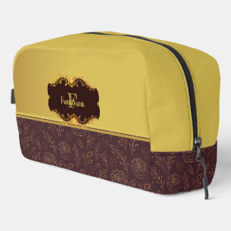 Trousse De Toilette Roses en feuille d'or de luxe Monogramme de nom