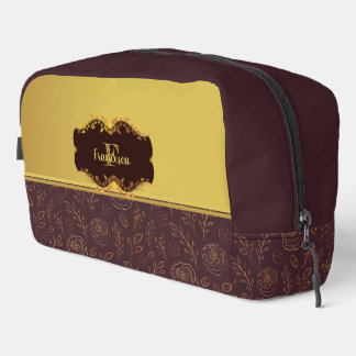 Trousse De Toilette Roses en feuille d'or de luxe Monogramme de nom