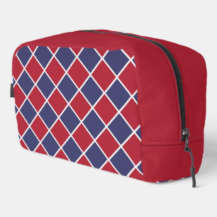 Trousse De Toilette Rouge Bleu Blanc Harlequin Diamant Damier Toiletry