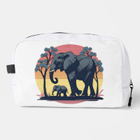 Sage et Sauvage - Retro Elephant Family Sunset