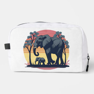 Trousse De Toilette Sage et Sauvage - Retro Elephant Family Sunset