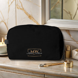 Trousse De Toilette Script de nom du monogramme d'or noir
