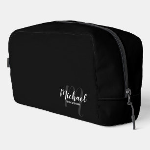 Trousse De Toilette Script moderne Personnalisé Groomsman Monogramme N