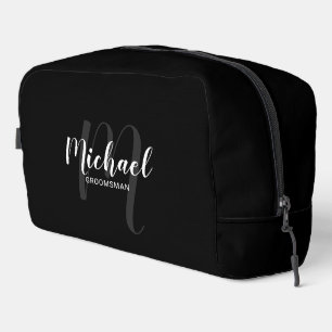 Trousse De Toilette Script moderne Personnalisé Groomsman Monogramme N