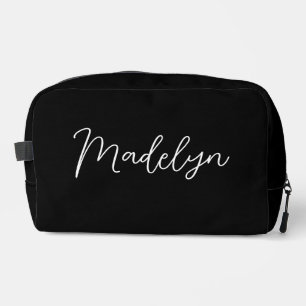 Trousse De Toilette Script Moderne Personnalisé Noir et Blanc pour Fem