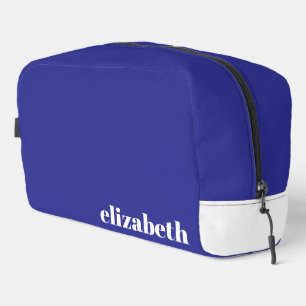 Trousse De Toilette Simple Bleu et Blanc avec Nom