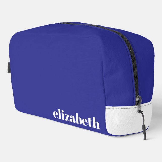 Trousse De Toilette Simple Bleu et Blanc avec Nom (Coin droit)