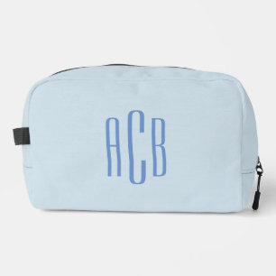 Trousse De Toilette Simple Monogramme Bleu À Trois Lettres