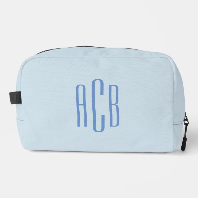 Trousse De Toilette Simple Monogramme Bleu À Trois Lettres (Recto)
