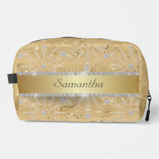 Trousse De Toilette Snowflake Or Avec Sparkle Diamond Nom Personnalisé
