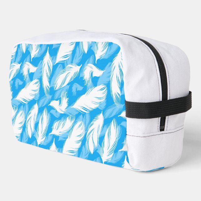 Trousse De Toilette Sophisticated Feather Design On A Bright Blue  (Coin gauche)