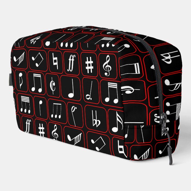 Trousse De Toilette Stylish red black and white geometric music notes (Coin droit)