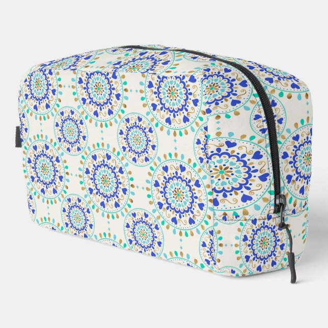 Trousse De Toilette Summer Blue Gold Heart Mandala (Coin droit)