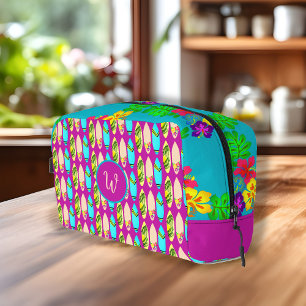 Trousse De Toilette Surf tropical et fleurs d'Hibiscus