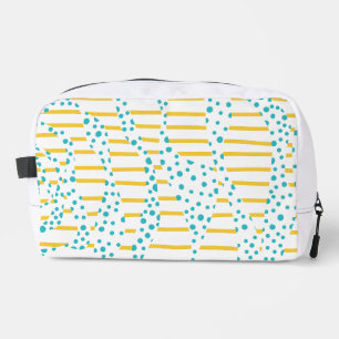 Trousse De Toilette Taches & Rayures 2 en Turquoise, Jaune et Blanc