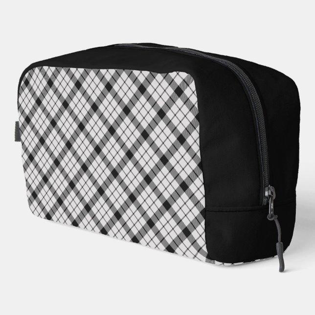 Trousse De Toilette Tartan Écossais Noir et Blanc MacFarlane (Coin droit)