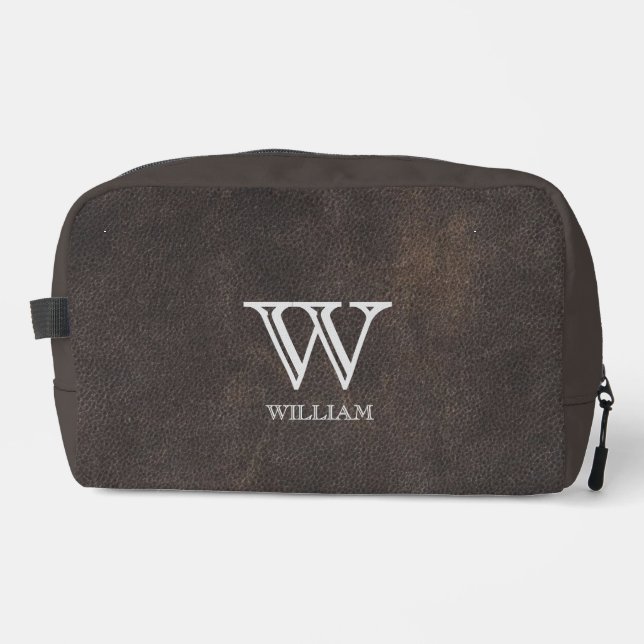 Trousse De Toilette Texture en cuir Nom du monogramme noir (Recto)